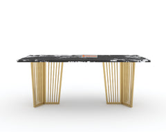 Barolo Dining Table with Etna Black Marble Top - 6 Seater