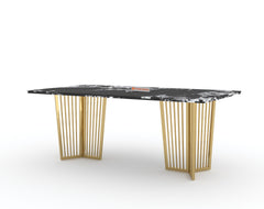 Barolo Dining Table with Etna Black Marble Top - 6 Seater