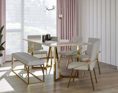 Olzaa Dining Table with Australian Onyx Top - 6 Seater