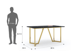 Olzaa Dining Table with Black Engineered Marble Top - 4 Seater