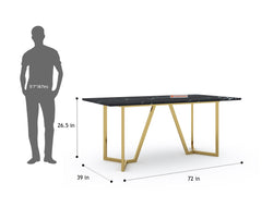 Olzaa Dining Table with Black Engineered Marble Top - 6 Seater