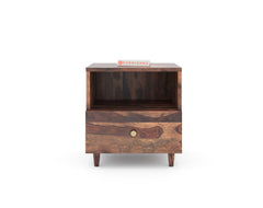 Yoho Bedside Table with Single Drawer lower in Sheesham with Drawer Facia OG in Sheesham