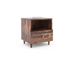 Yoho Bedside Table with Single Drawer lower in Sheesham with Drawer Facia OG in Sheesham