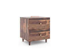 Yoho Bedside Table with Double Drawer in Sheesham with Drawer Facia OG in Sheesham